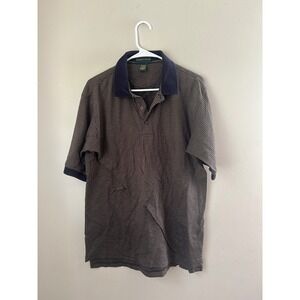 IZOD CLUB Mens Houndstooth Golf Polo Shirt‎ Short Sleeve Brown Casual